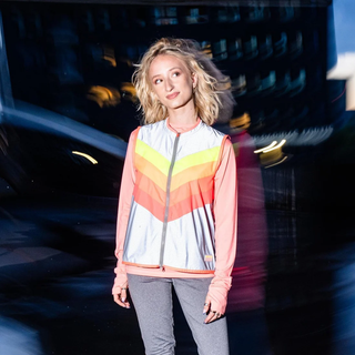 GoFluo Scarlett Body Glower | Vest | Size Small | Flourescent | Water Repellent | Grey Reflective