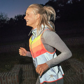 GoFluo Darkflow Body Glower | Vest with Hoodie | Size XS | Flourescent | Reflective | Water Repellent | Grey