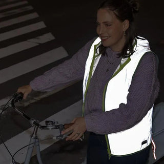 GoFluo Darknight Body Glower | Vest with Hoodie | Size Medium | Flourescent | Reflective | Water Repellent | Grey