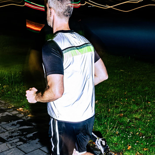 GoFluo Roman Body Glower | Vest | Size Medium | Flourescent | Water Repellent | Grey Reflective