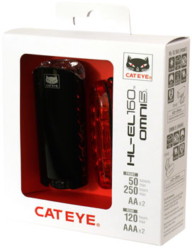 CatEye HL-EL160 LED Headlight and Omni5 LED Taillight Set | Black