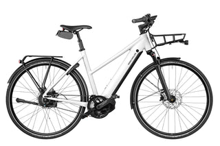 Riese & Muller | Roadster4 Mixte vario | Crystal White - 45cm | Kiox 300 | 625Wh | Front Carrier | Comfort kit | Café Lock w/ Chain and Bag | Carrier